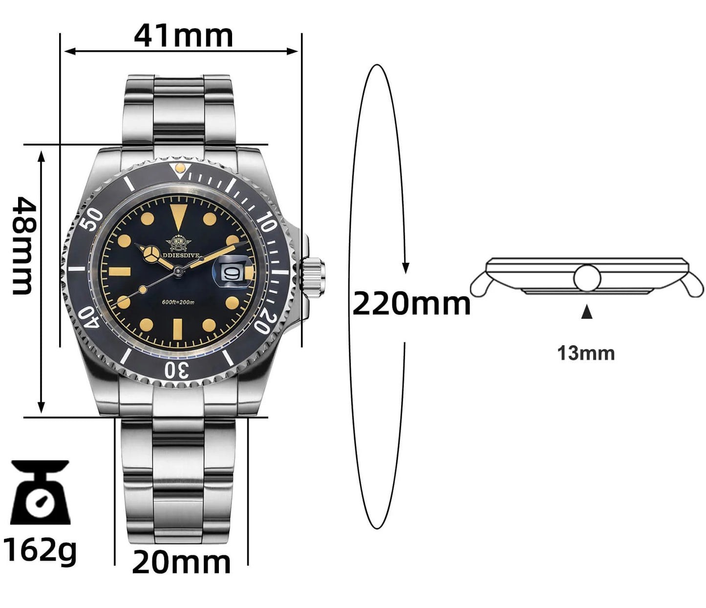 ADDIESDIVE AD2054 - 41mm - Crna