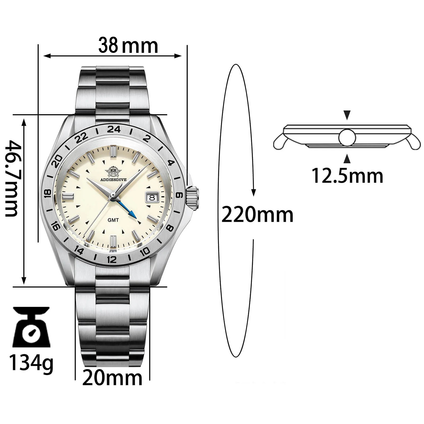 ADDIESDIVE AD2063 - 38mm - Bež