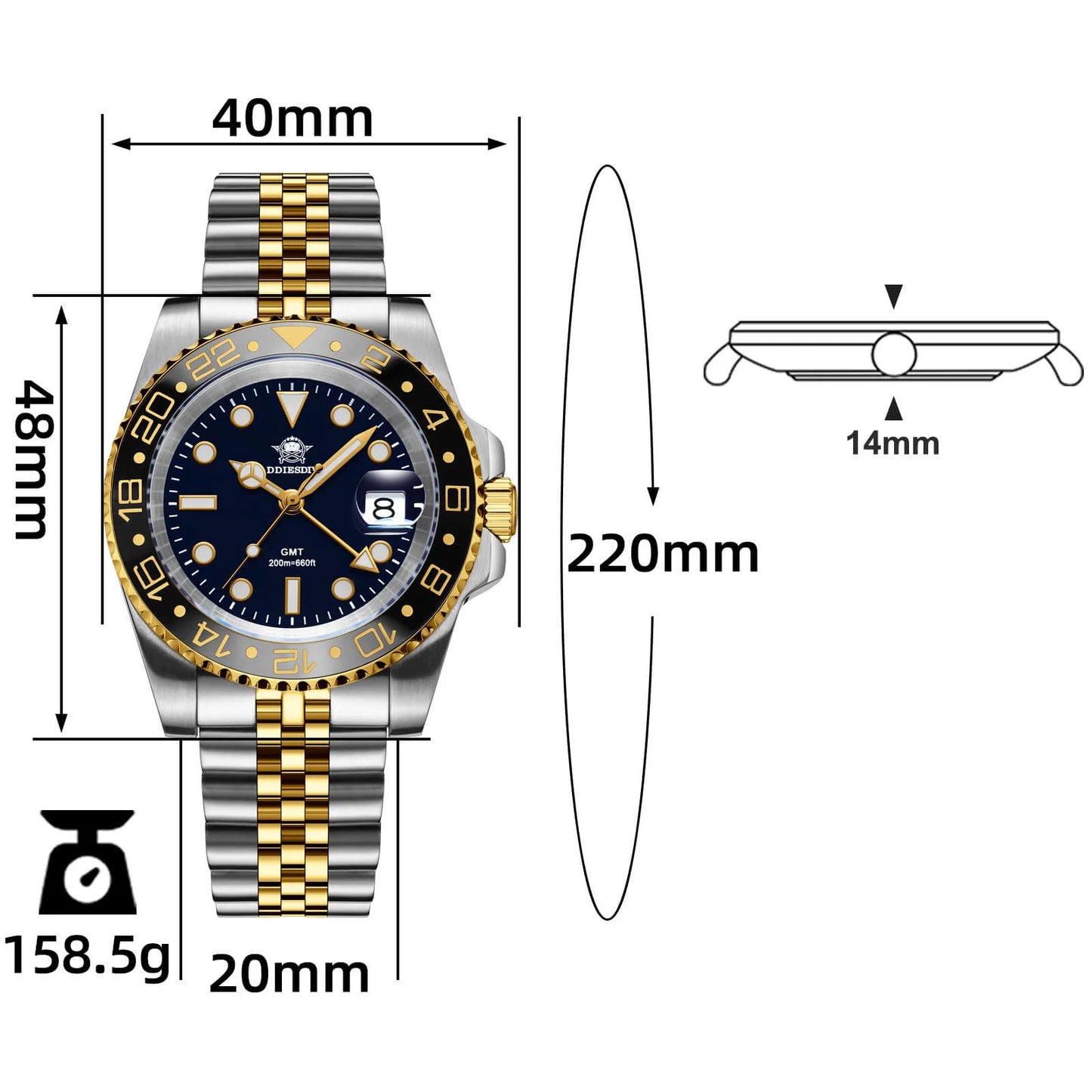 ADDIESDIVE AD2050 - 40mm - Crna/Zlatna