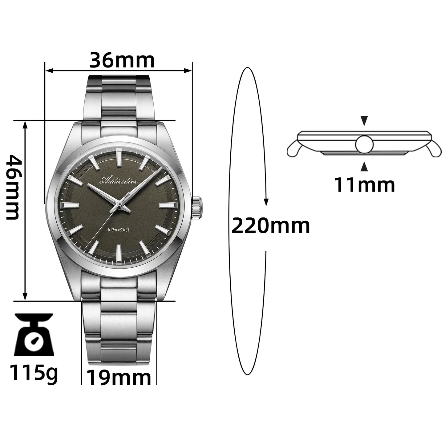 ADDIESDIVE AD2066 - 36mm - Siva