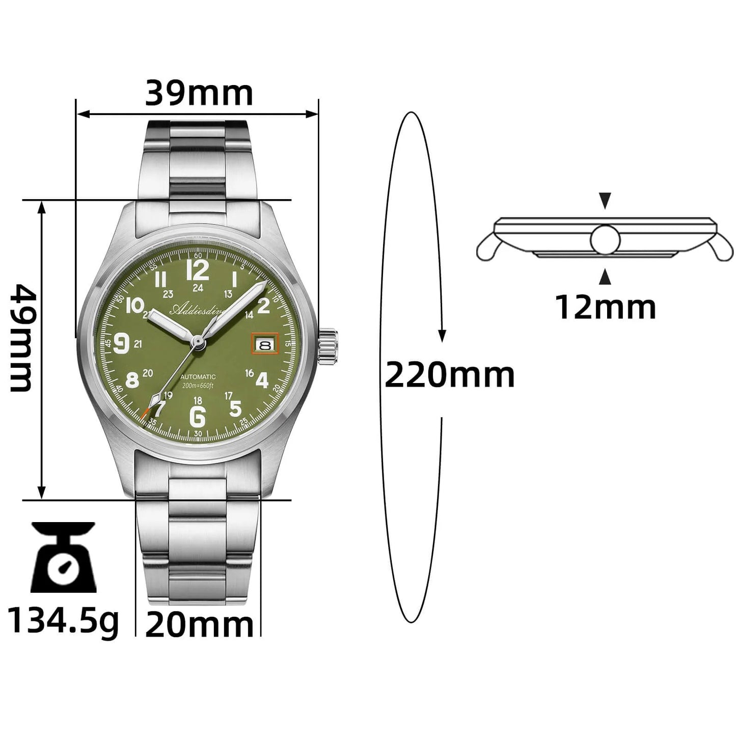 ADDIESDIVE AD2070 - 39mm - Zelena