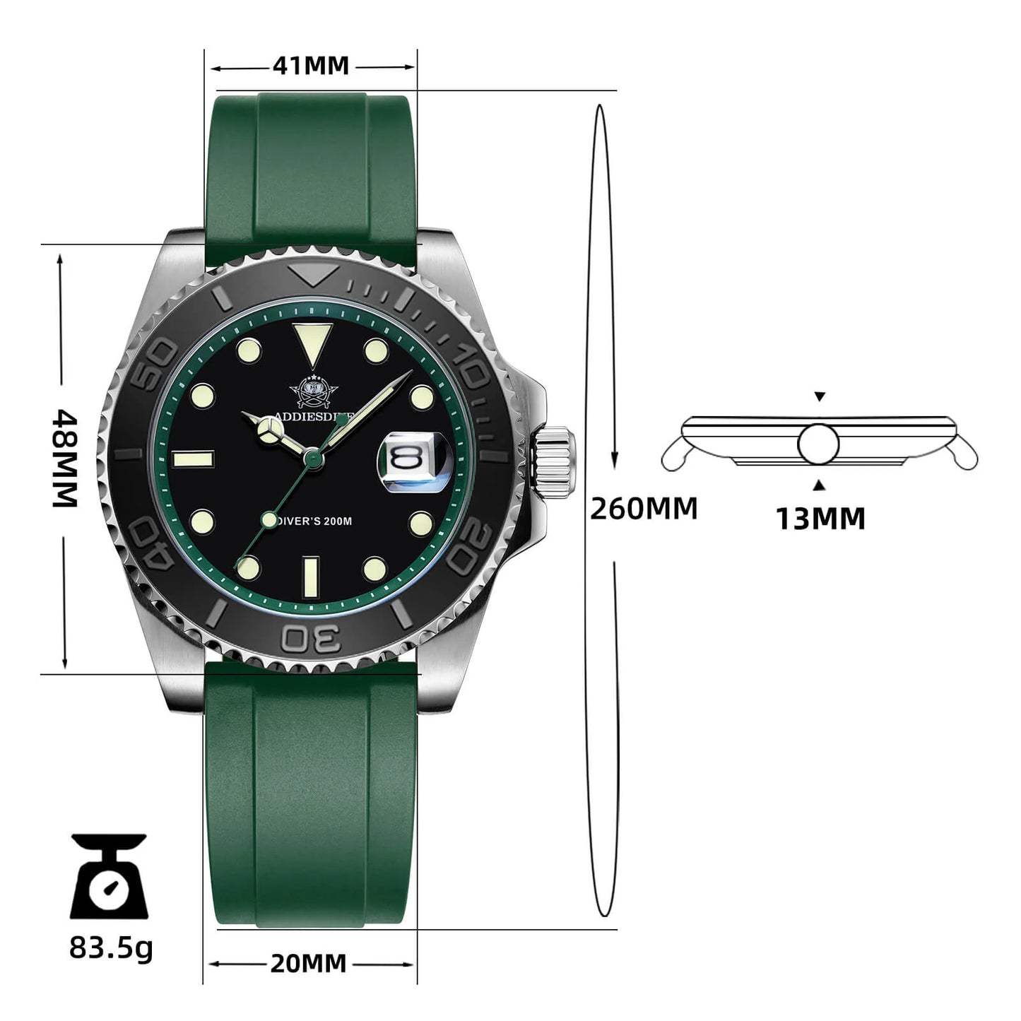 ADDIESDIVE AD2040 - 41mm - Zelena
