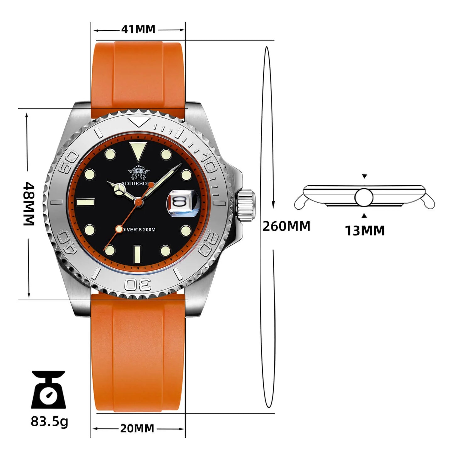 ADDIESDIVE AD2040 - 41mm - Narandžasta