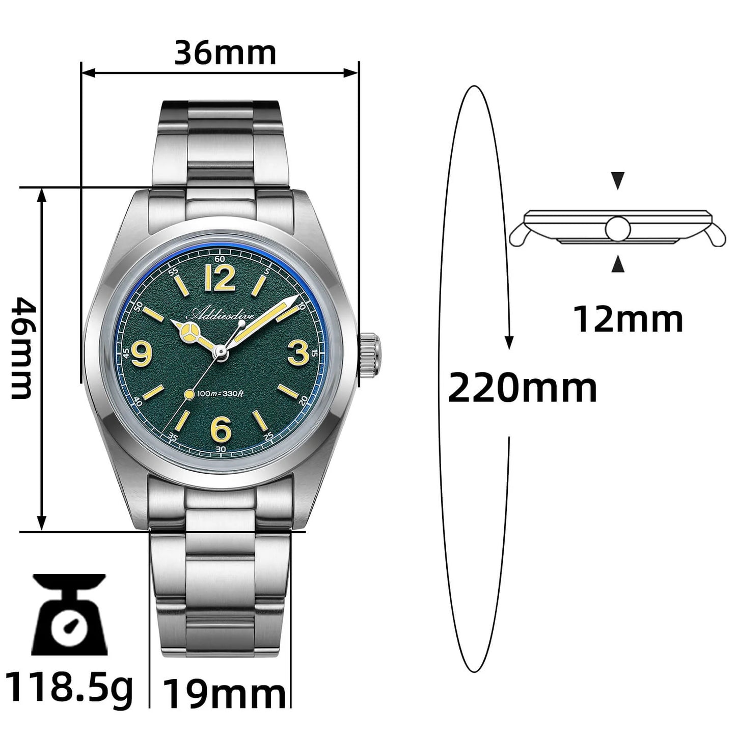 ADDIESDIVE AD2518 - 36mm - Zelena