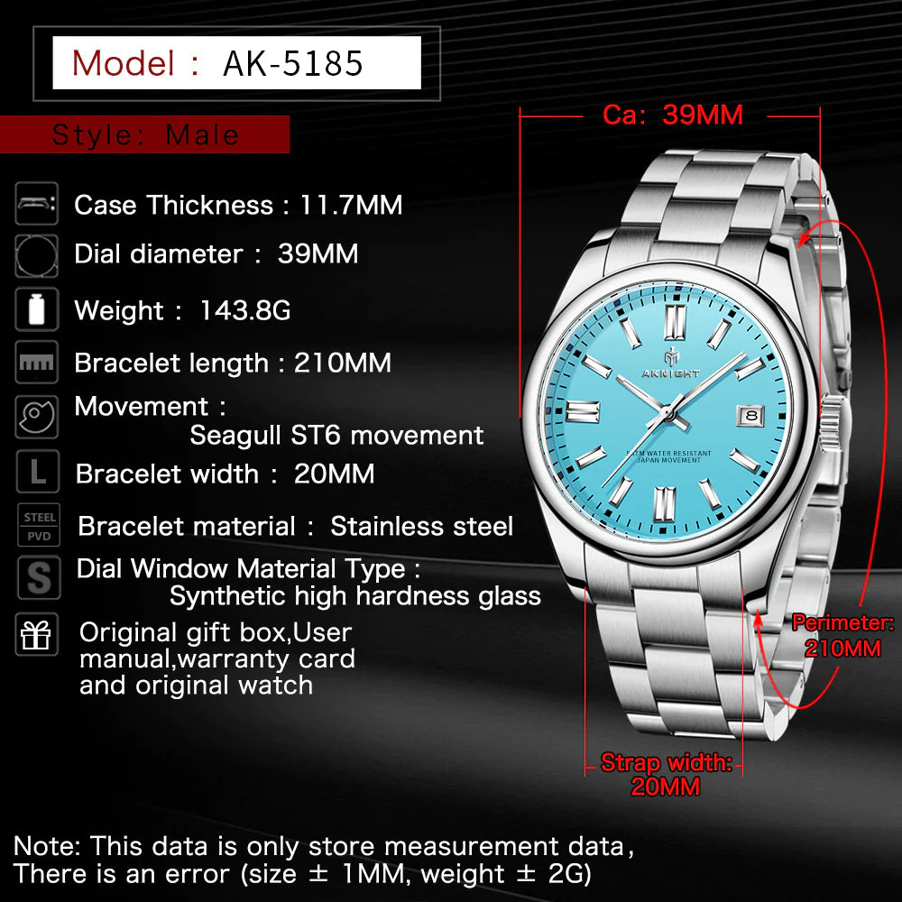 AKNIGHT AK-5185 - 39mm - Tiffany plava