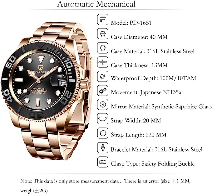 PAGANI DESIGN PD-1651 - 40mm - Roze zlatna