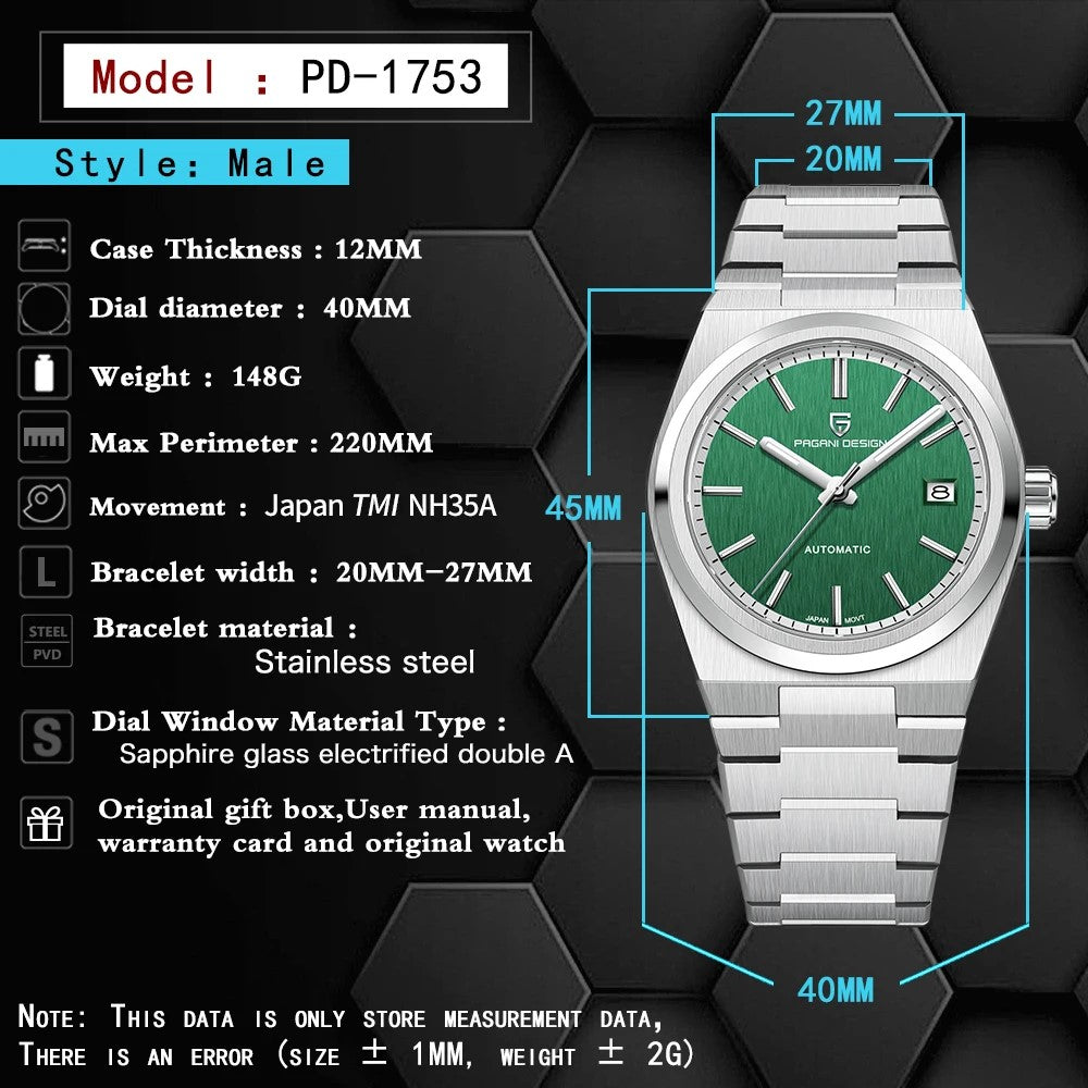 PAGANI DESIGN PD-1753 - 40mm - Zelena