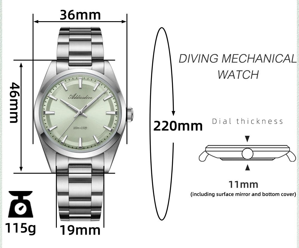 ADDIESDIVE AD2066 - 36mm - Mint zelena