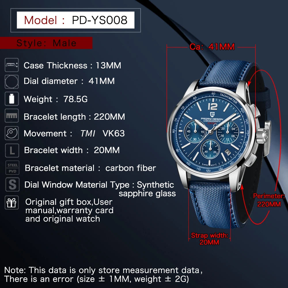 PAGANI DESIGN PD-YS008 - 41mm - Crna