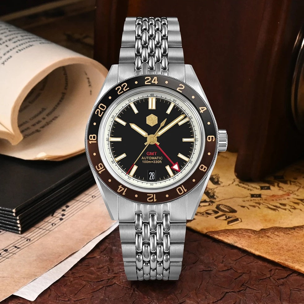 San Martin SN0116-G V4 GMT - 39.5mm - Crna/Braon