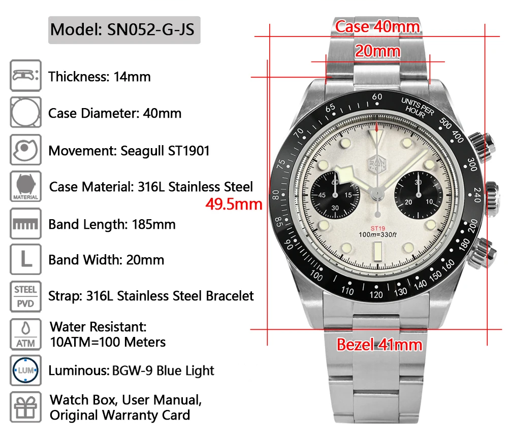 San Martin SN0052-G-JS - 40mm - Crna