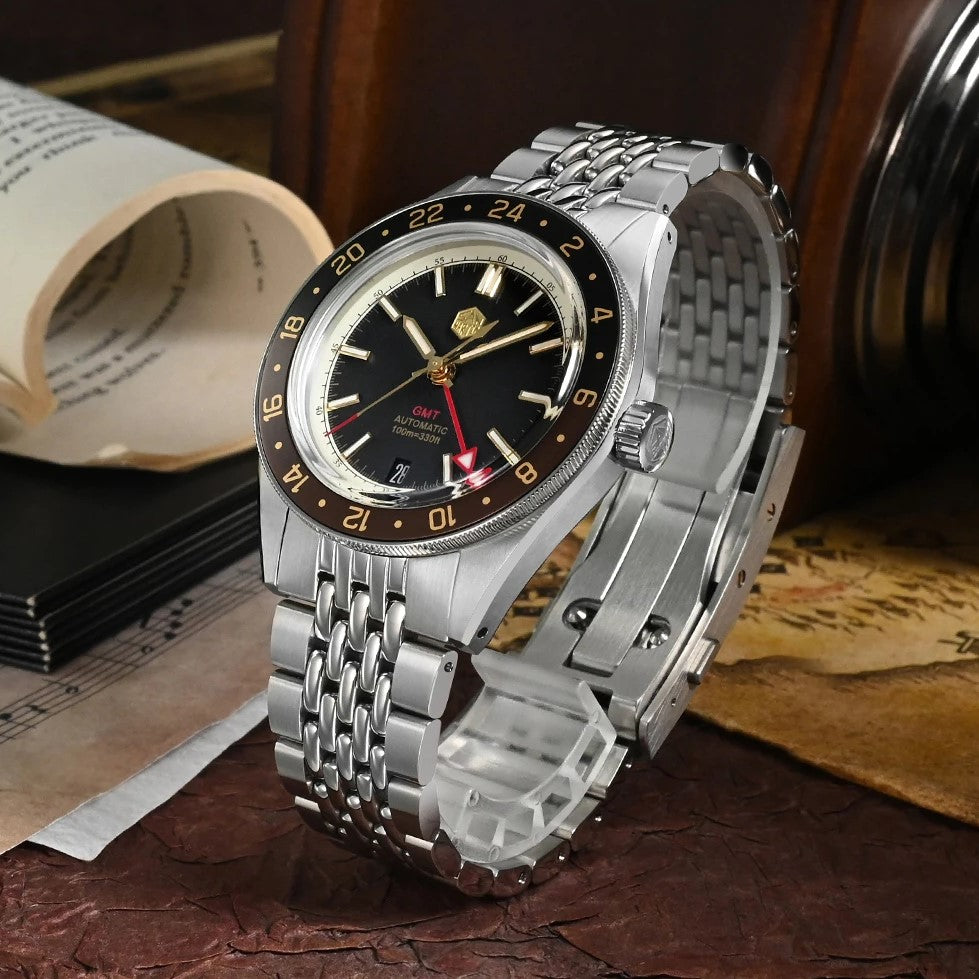 San Martin SN0116-G V4 GMT - 39.5mm - Crna/Braon