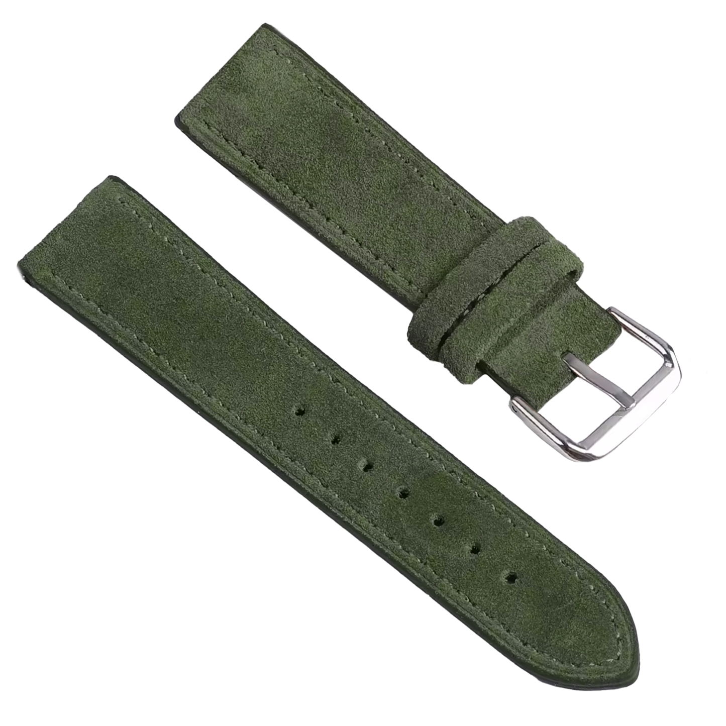 Narukvica za sat - Prevrnuta koža - Zelena