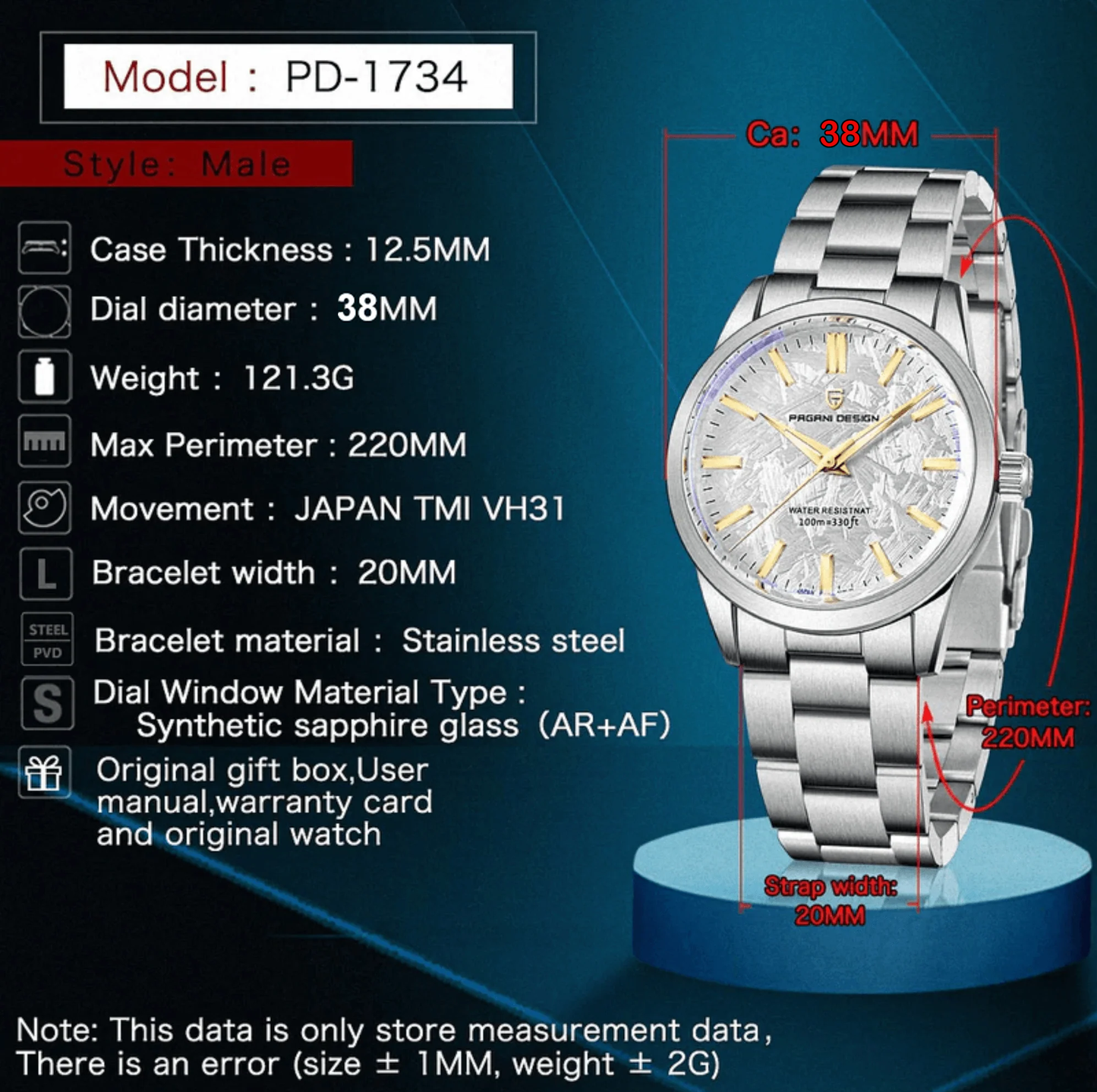 PAGANI DESIGN PD-1734 - 38mm - Bela