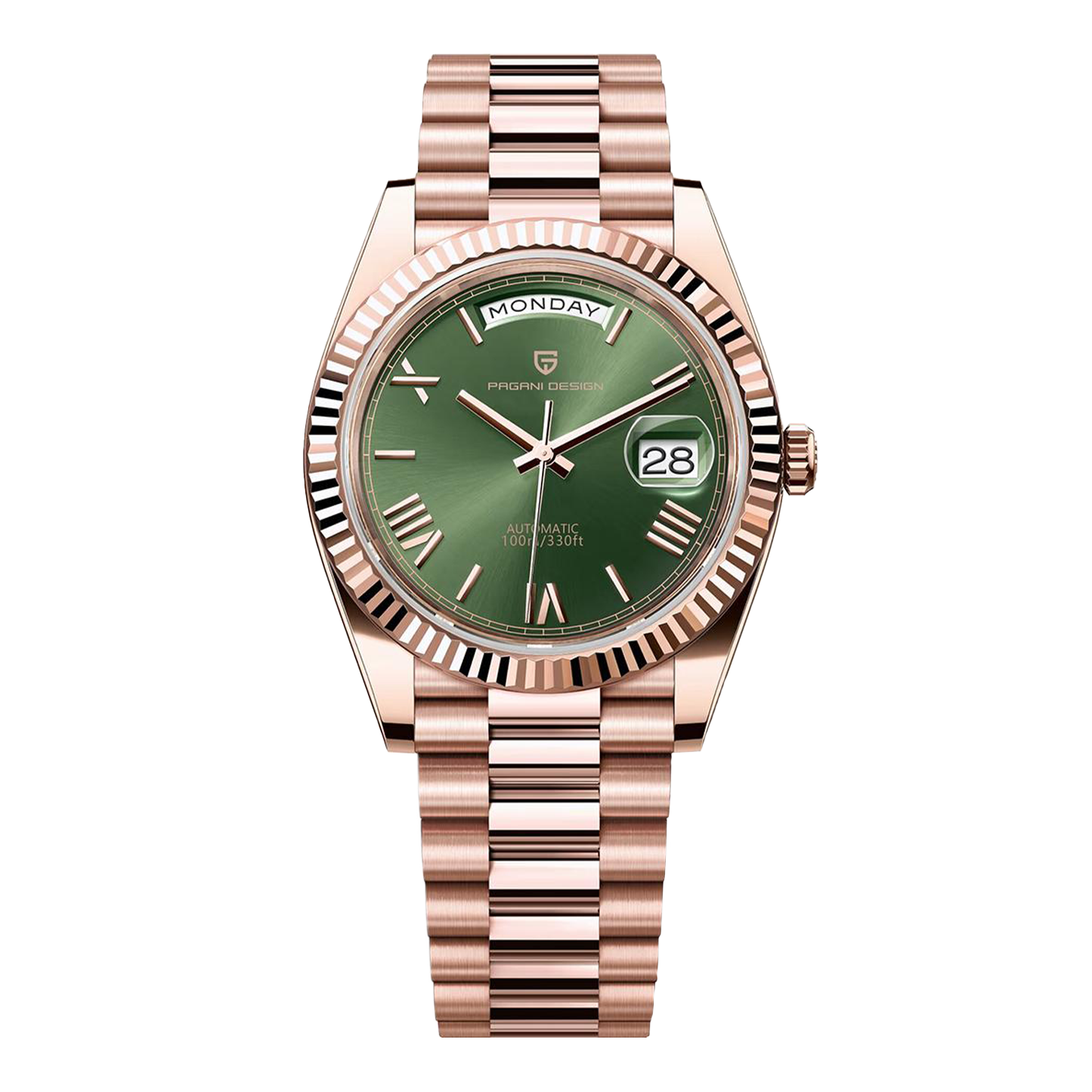 PAGANI DESIGN PD-1752 - 36mm - Roze zlatna/Zelena