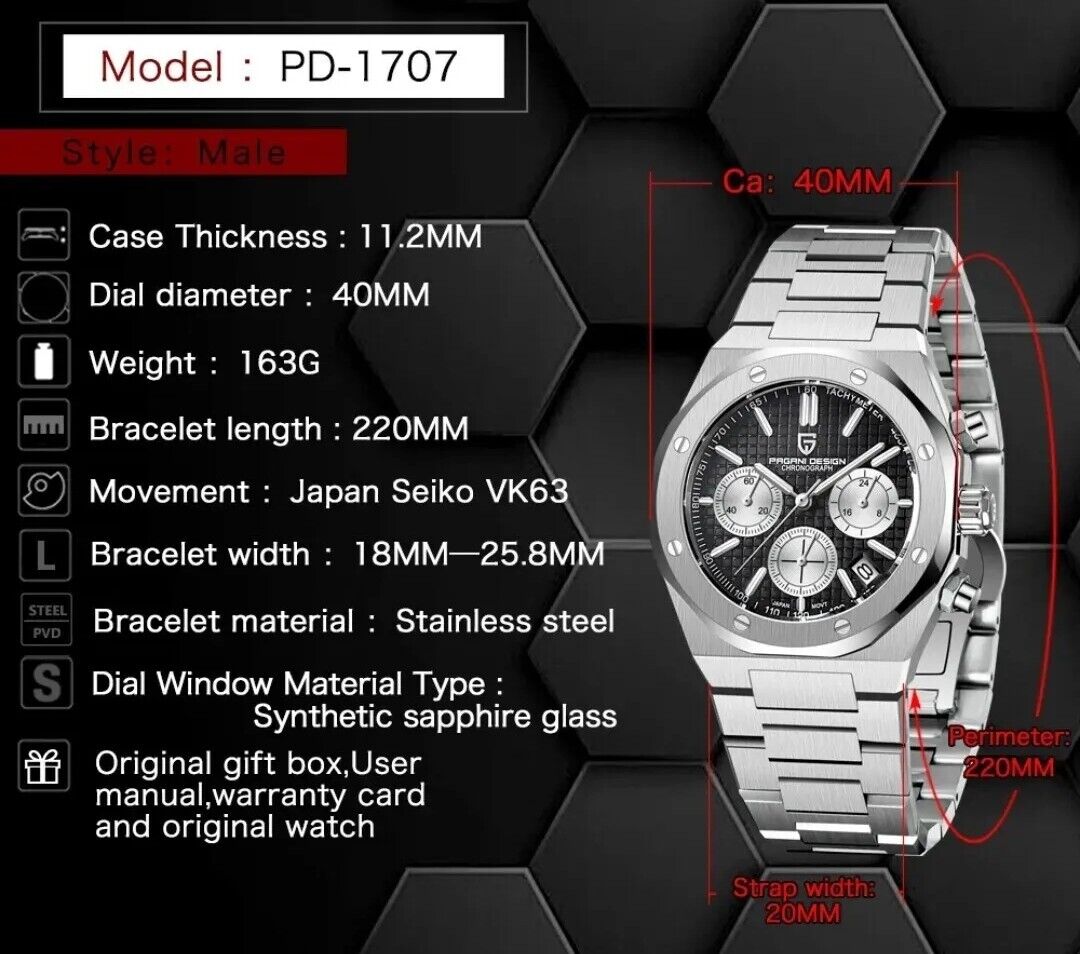 PAGANI DESIGN PD-1707 - 40mm - Crna