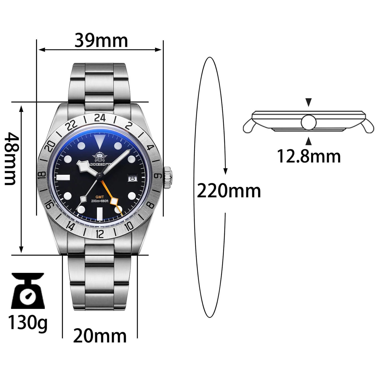 ADDIESDIVE AD2035 - 39mm - Pepsi - TUDOR Black Bay Pro GMT Homage