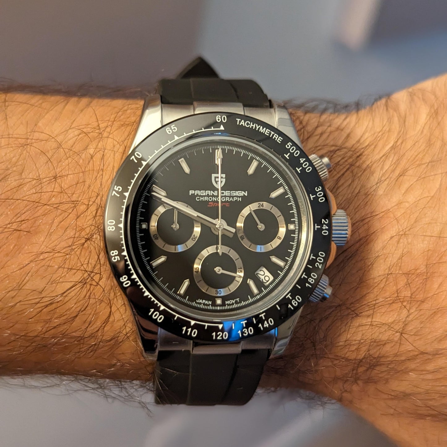 PAGANI DESIGN PD-1664 Sport - 40mm - Crna - Rolex Daytona Homage