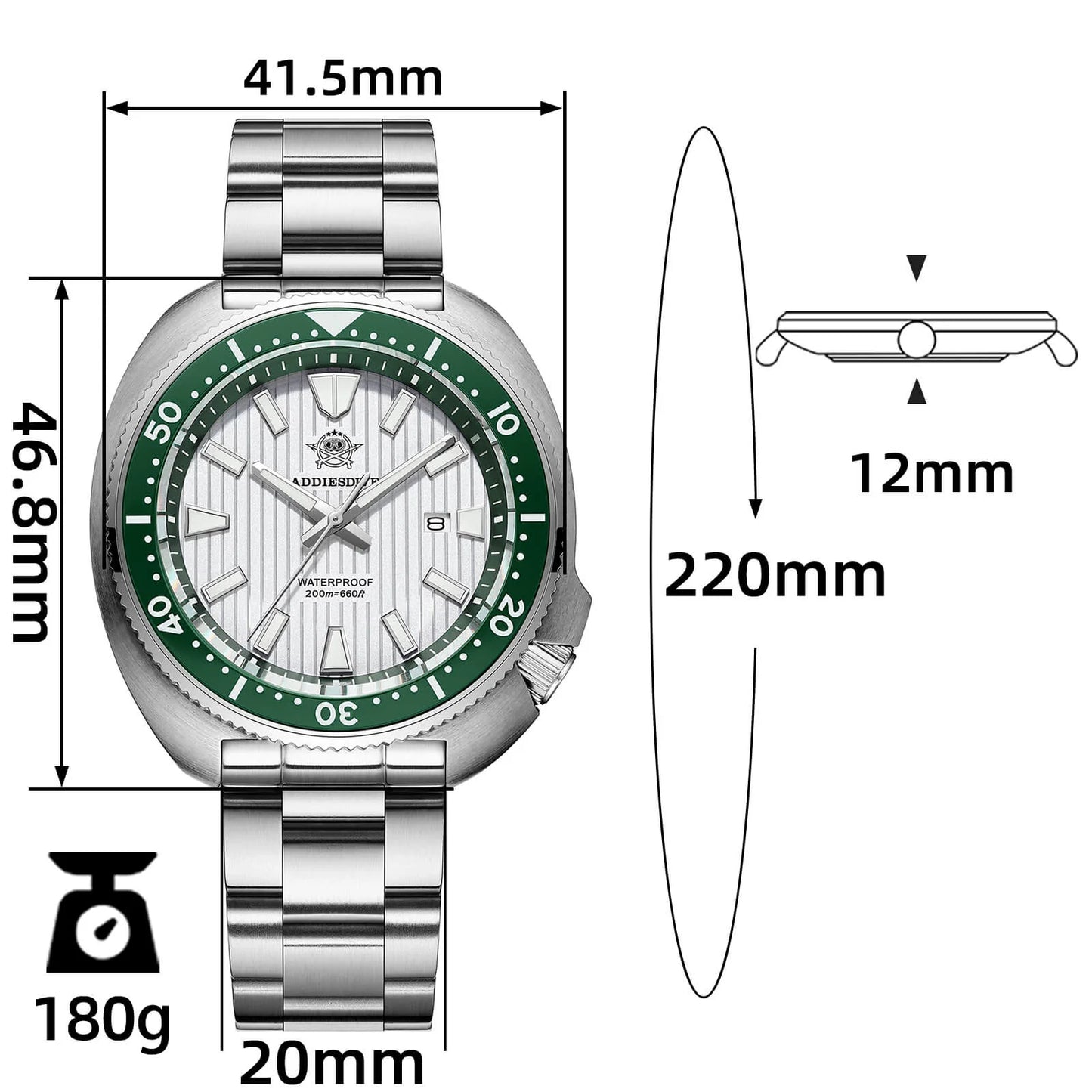 ADDIESDIVE AD2507 - 43.8mm - Zelena