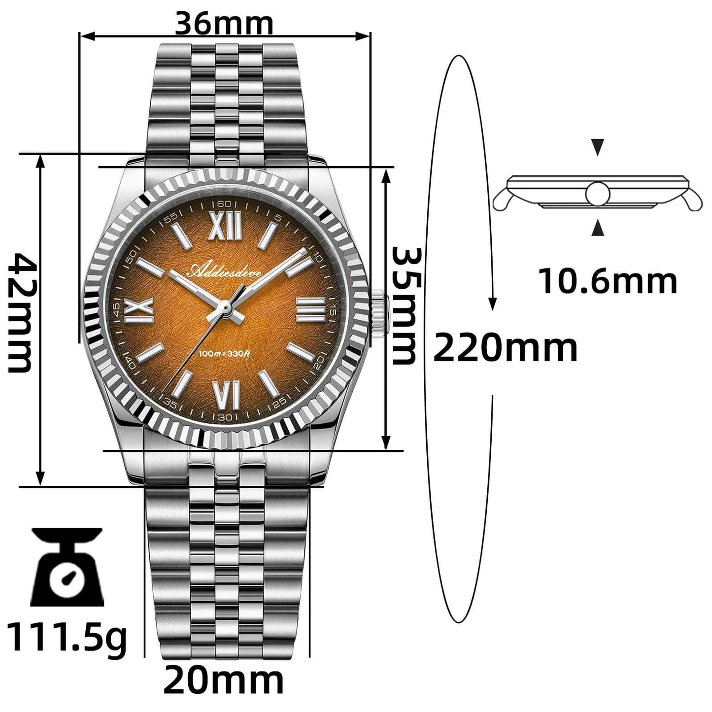 ADDIESDIVE AD2512 - 36mm - Narandžasta