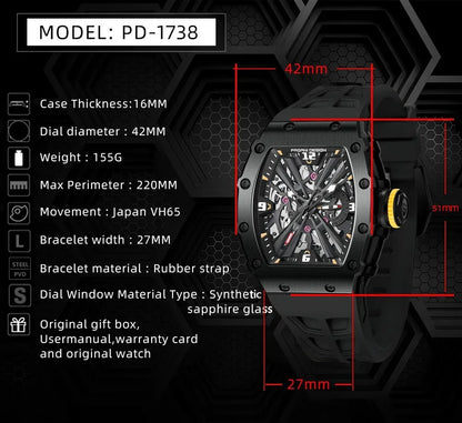 PAGANI DESIGN PD-1738 - 42mm - Crna/Crna - Richard Mille Homage