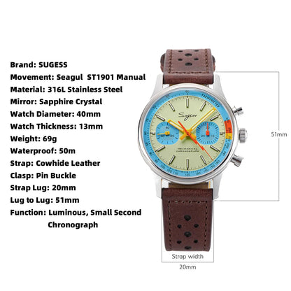 Sugess Chrono Heritage S387 - Pilot - 40mm