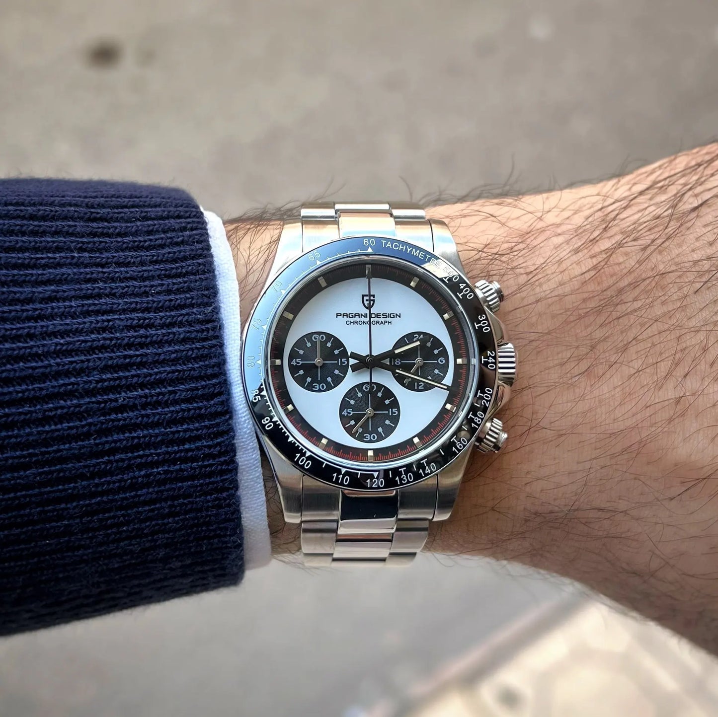 PAGANI DESIGN PD-1676 - 40mm - Beli/Panda - Rolex Daytona Paul Newman Homage