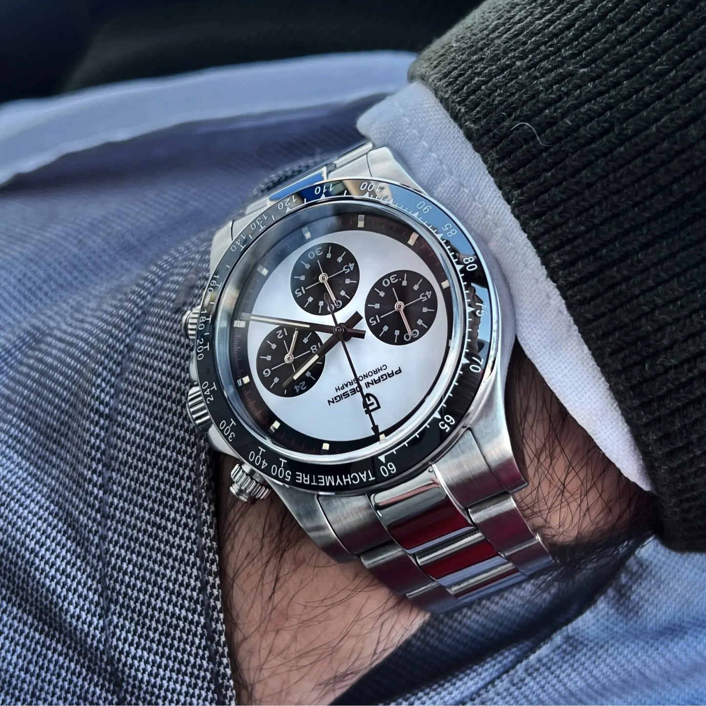 PAGANI DESIGN PD-1676 - 40mm - Beli/Panda - Rolex Daytona Paul Newman Homage