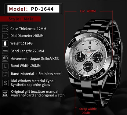 PAGANI DESIGN PD-1644 Sport - 40mm - Crna