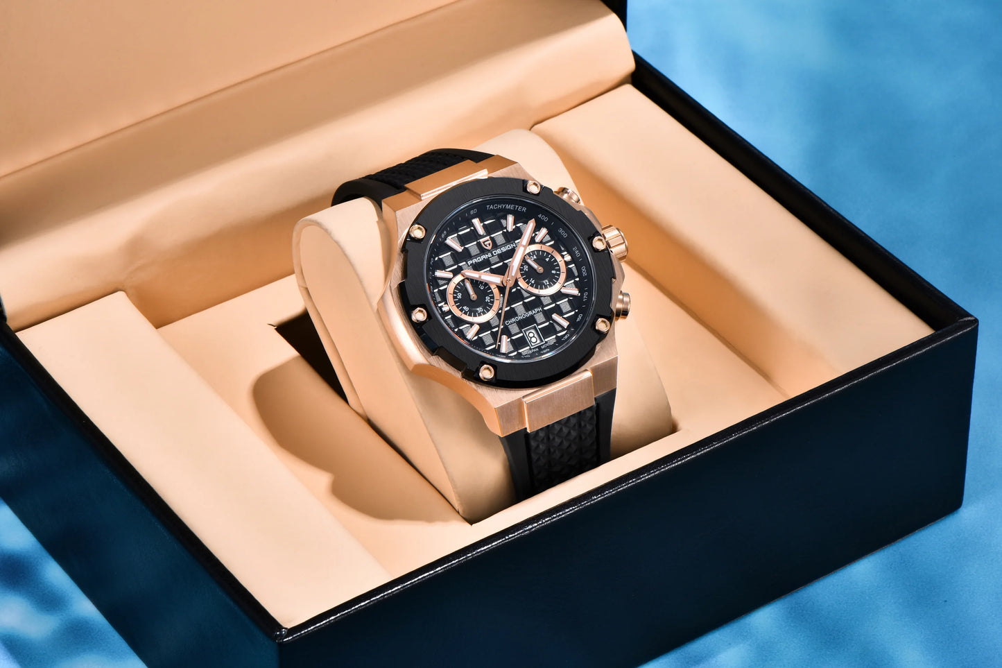 PAGANI DESIGN PD-YS032 - 44mm - Roze zlatna / Crna