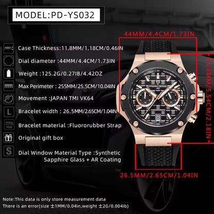 PAGANI DESIGN PD-YS032 - 44mm - Roze zlatna / Crna