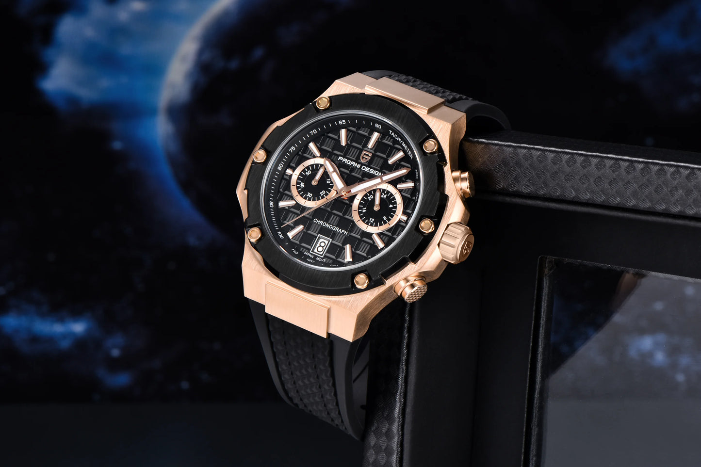 PAGANI DESIGN PD-YS032 - 44mm - Roze zlatna / Crna