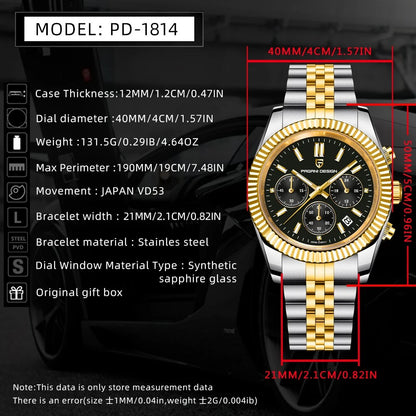 PAGANI DESIGN PD-1814 - 40mm - Zlatna/Crna