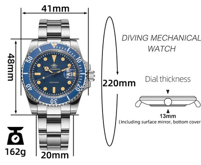 ADDIESDIVE  AD2054 - 41mm - Plava - Rolex Submariner Homage