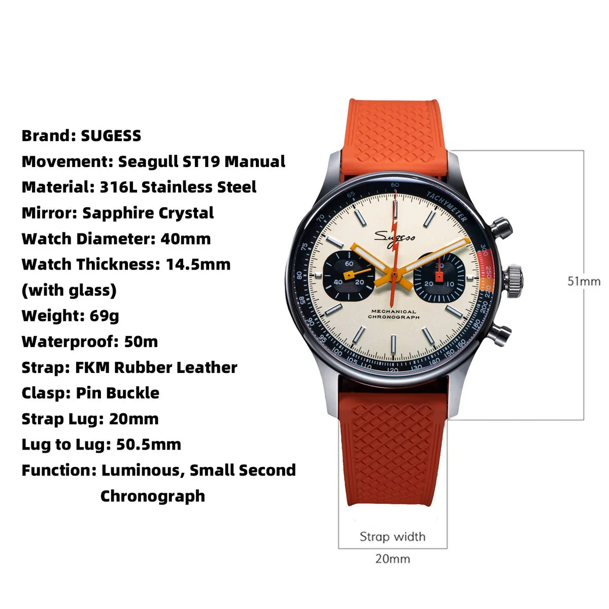 Sugess Chrono Heritage S387 - Pilot - 40mm