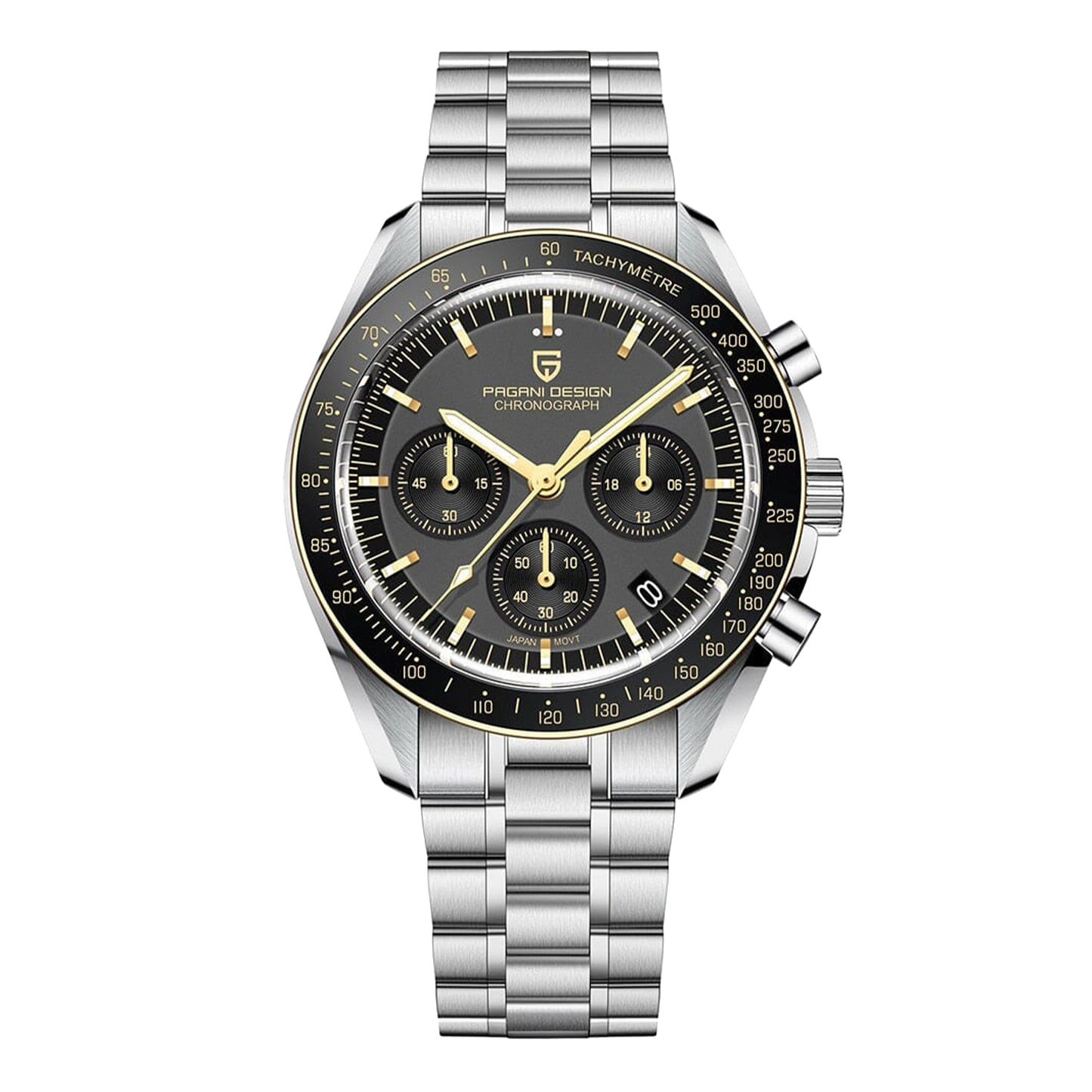 PAGANI DESIGN PD-1701 - 40mm - Crna/Zlatna - Omega Speedmaster Moonwatch Homage