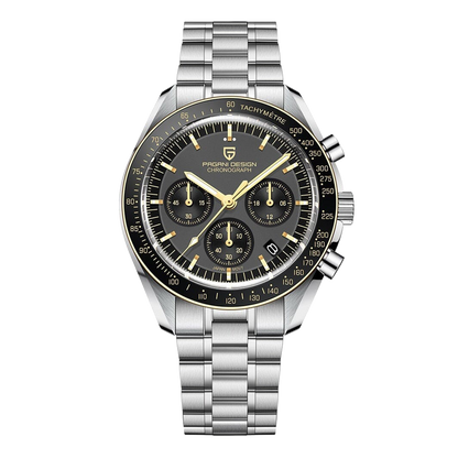 PAGANI DESIGN PD-1701 - 40mm - Crna/Zlatna - Omega Speedmaster Moonwatch Homage