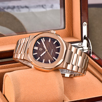 PAGANI DESIGN PD-1728 - 40mm - Roze zlatna / Braon