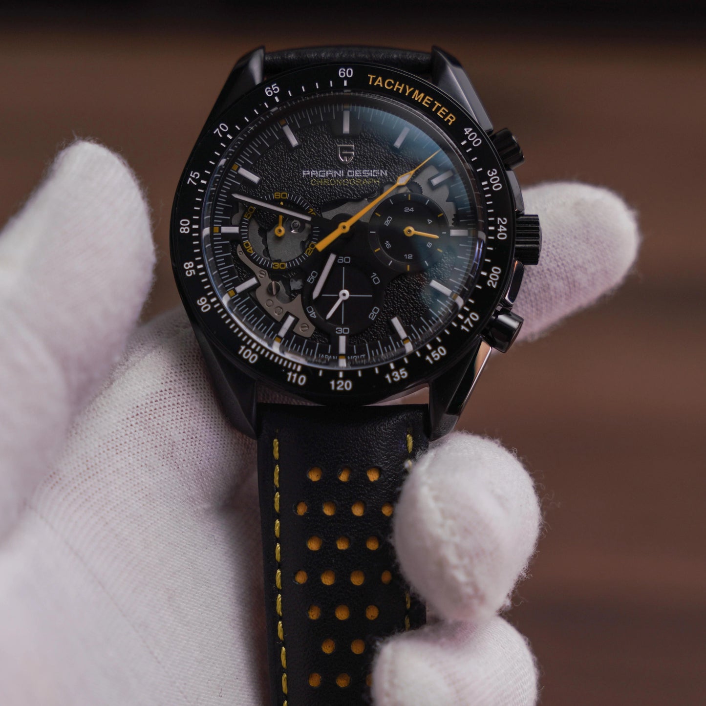 PAGANI DESIGN PD-1779 - 40mm - Crna/Žuta - Omega Speedmaster Apollo 8 Homage